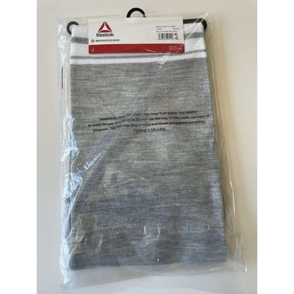 Reebok Fringed Scarf Logo Gray White Soccer One Size Men's Women's New - Picture 11 of 12